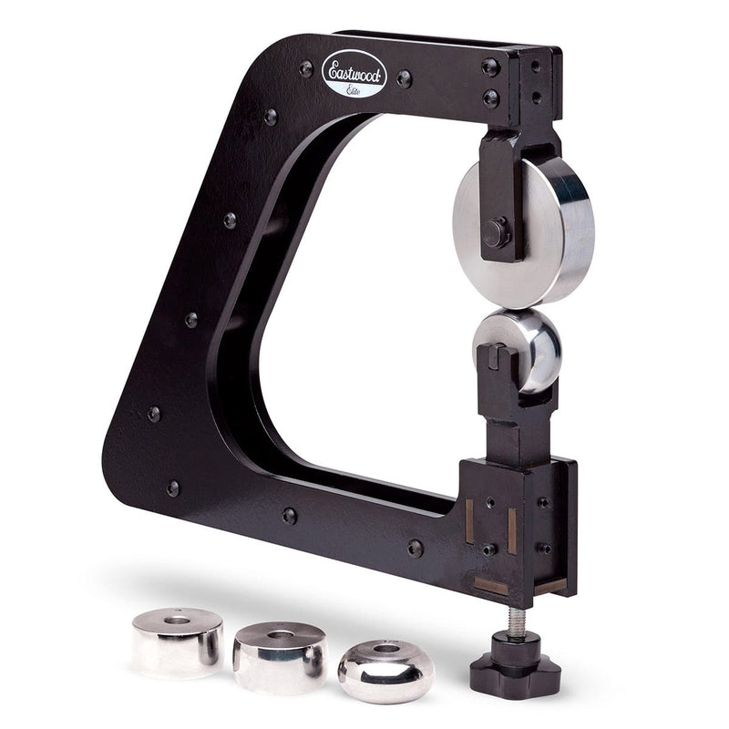 Eastwood Elite Mini English wheel with upper wheel, four anvils and vise-mount clamp