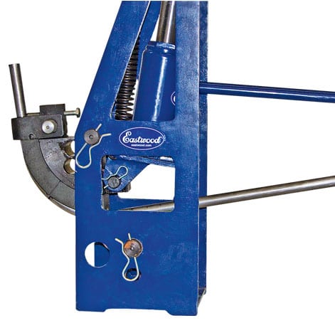 Close view of the Eastwood Pro Former tubing bender with a tube and die loaded