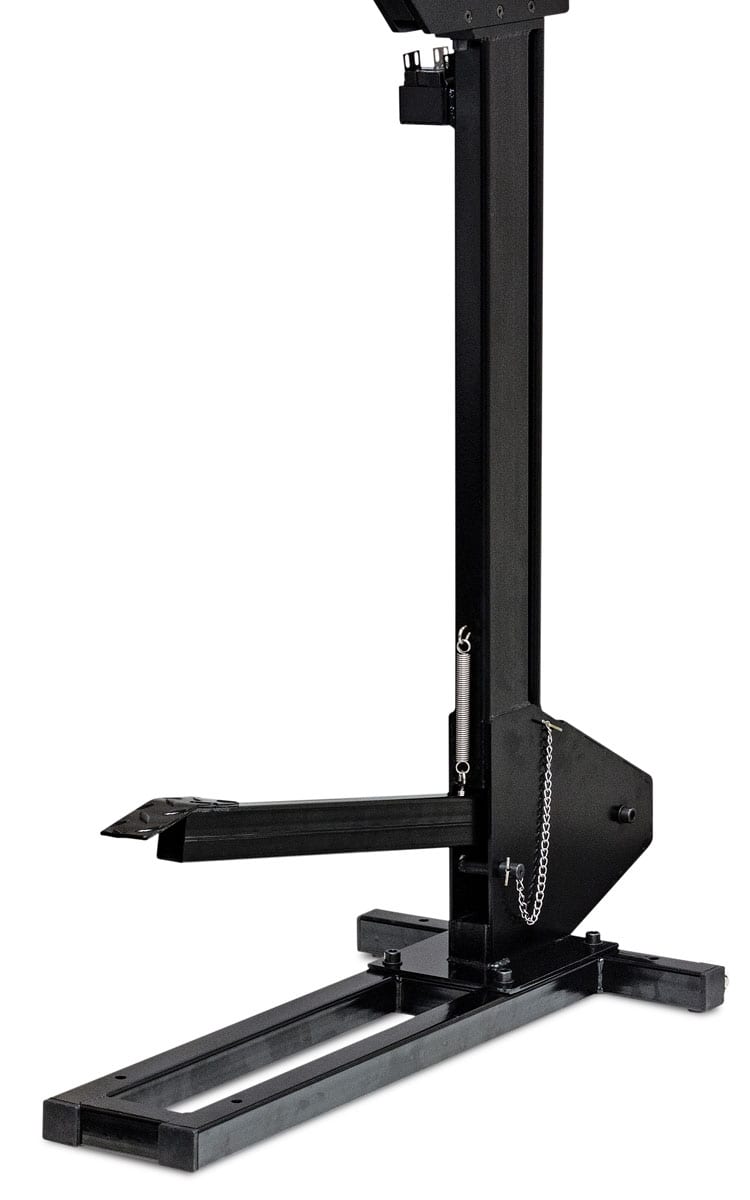 Foot-operated floor stand base with foot pedal for the Eastwood Elite shrinker stretcher