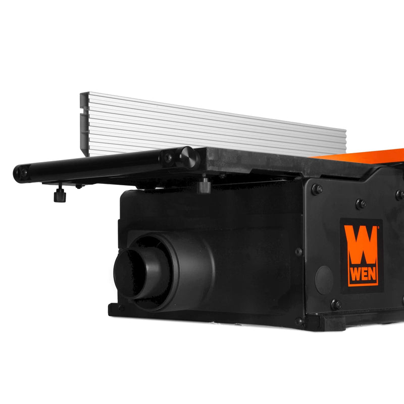 WEN JT1224H jointer depth-of-cut scale and adjustment handle
