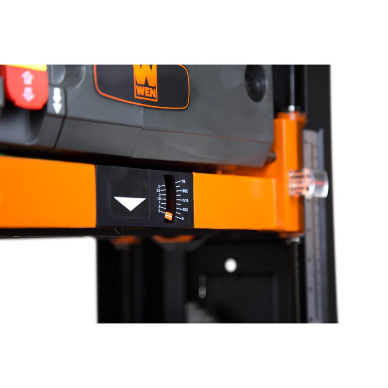 WEN PL1326 planer infeed and outfeed tables supporting a board