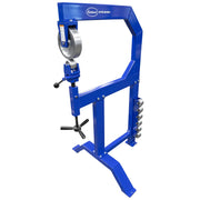 Eastwood English wheel stand showing the storage rack holding the radiused anvils