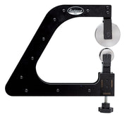 Side profile of the Eastwood Elite Mini English wheel showing the upper wheel and anvil